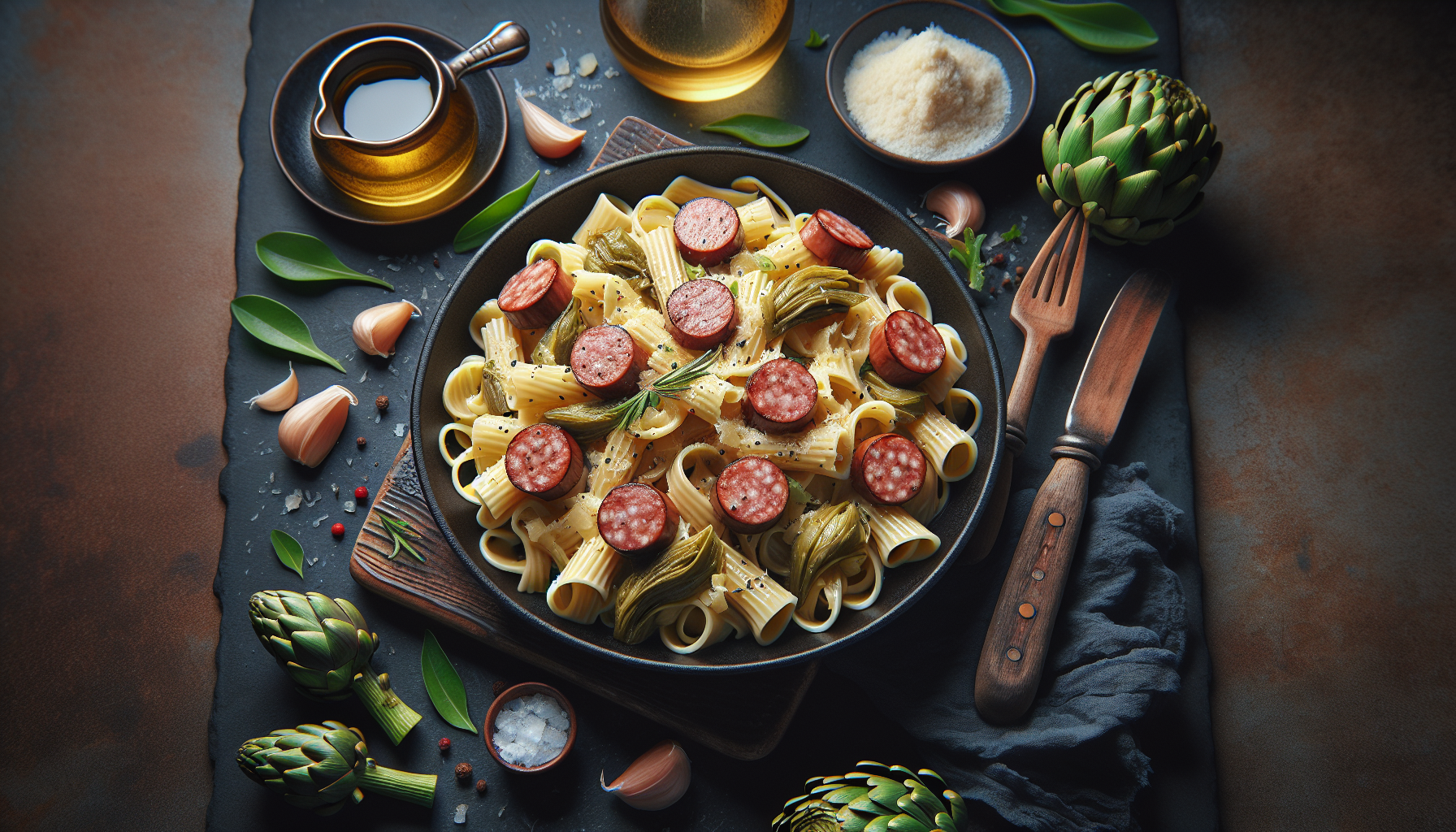 pasta con carciofi e salsiccia